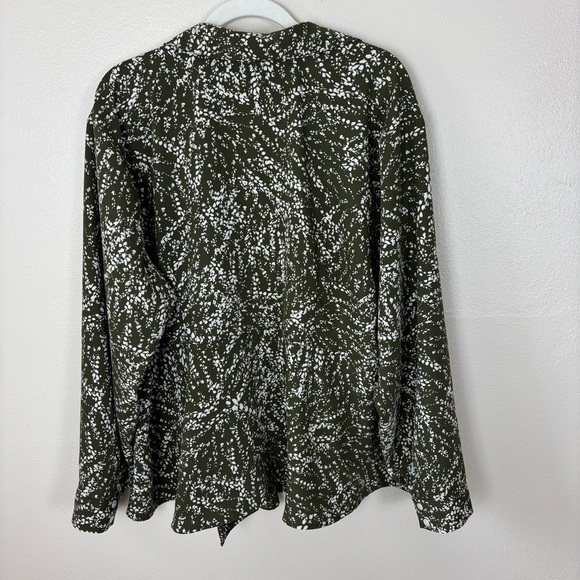 J. Jill Wearever Green White Floral Print Long Sleeve Wrap Top Women’s Size 3X - Picture 6 of 6